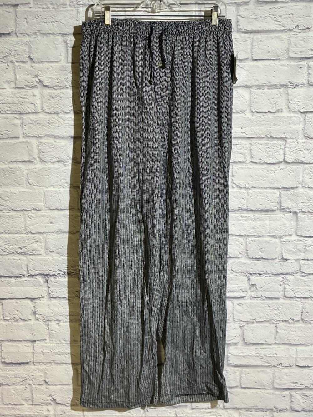 Croft & Barrow Men’s Large Lounge Pants NWT Black Herringbone Cotton Drawstring